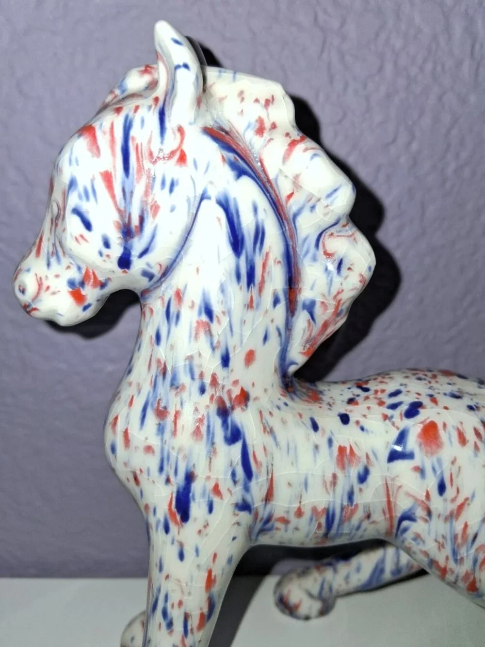 Vintage Red White and Blue Patriotic Painted Pony Foal Horse Ceramic Figurine 6